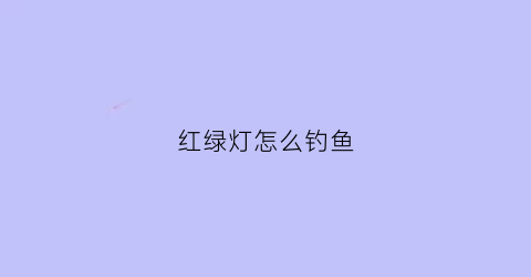红绿灯怎么钓鱼(红绿灯怎么下小鱼)