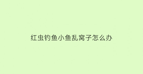 红虫钓鱼小鱼乱窝子怎么办(红虫钓鲫鱼小鱼闹窝怎么办)