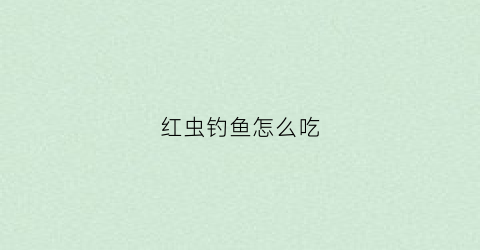 红虫钓鱼怎么吃