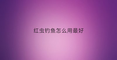 红虫钓鱼怎么用最好(红虫钓鱼方法)