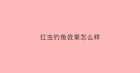 红虫钓鱼效果怎么样