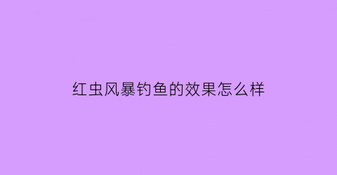 红虫风暴钓鱼的效果怎么样(红虫风暴鱼饵怎么样)