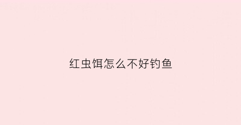 红虫饵怎么不好钓鱼(红虫饵怎么不好钓鱼呢)