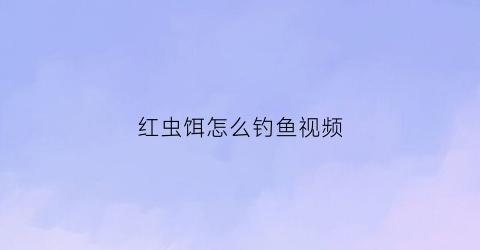 红虫饵怎么钓鱼视频(红虫饵怎么用视频)