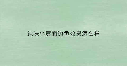 纯味小黄面钓鱼效果怎么样