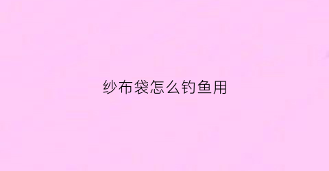纱布袋怎么钓鱼用(纱布袋可以用什么代替)