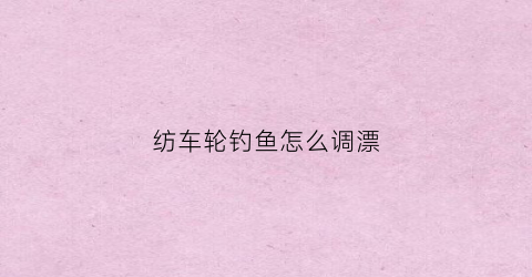 纺车轮钓鱼怎么调漂(纺车轮怎么上浮漂)