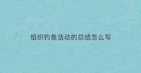 组织钓鱼活动的总结怎么写