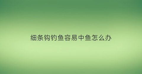 细条钩钓鱼容易中鱼怎么办(细条钩好用不)