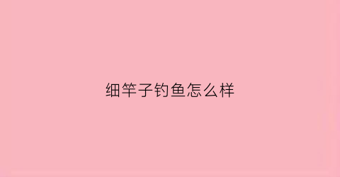 细竿子钓鱼怎么样