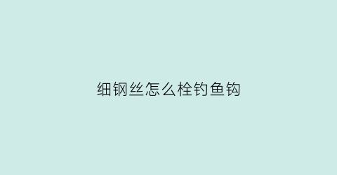 细钢丝怎么栓钓鱼钩(细钢丝怎么栓钓鱼钩图解)