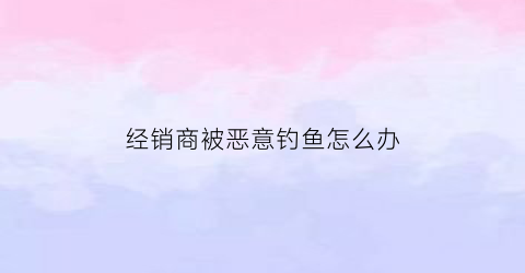 经销商被恶意钓鱼怎么办(卖货被钓鱼怎么办)