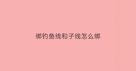 绑钓鱼线和子线怎么绑(怎样绑钓鱼子线)