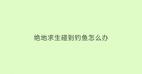 绝地求生碰到钓鱼怎么办(绝地求生老是自己掉出来)