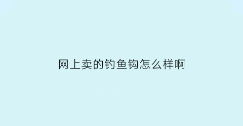 网上卖的钓鱼钩怎么样啊(网上买的鱼钩怎么样)