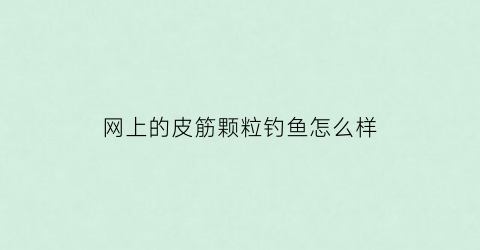 网上的皮筋颗粒钓鱼怎么样