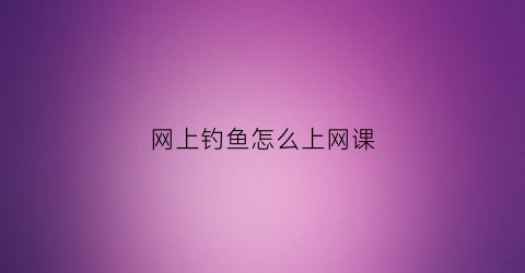 网上钓鱼怎么上网课(如何在网络上钓鱼)