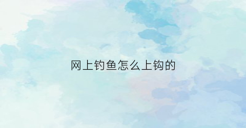 网上钓鱼怎么上钩的(网上钓鱼违法吗)