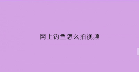 网上钓鱼怎么拍视频