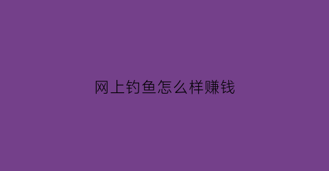 网上钓鱼怎么样赚钱(网上钓鱼的套路)