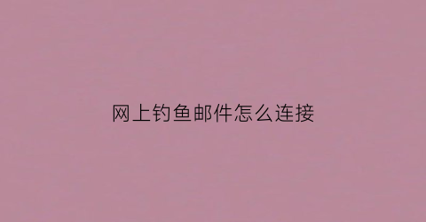 网上钓鱼邮件怎么连接(钓鱼邮件是什么意思)