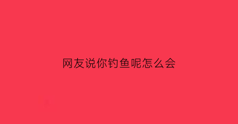 网友说你钓鱼呢怎么会(别人说你钓鱼什么意思)