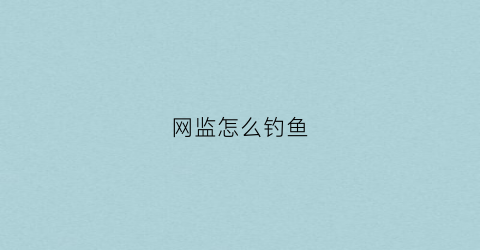 网监怎么钓鱼