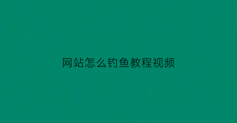 网站怎么钓鱼教程视频(关于钓鱼网站的原理以及防范方法)