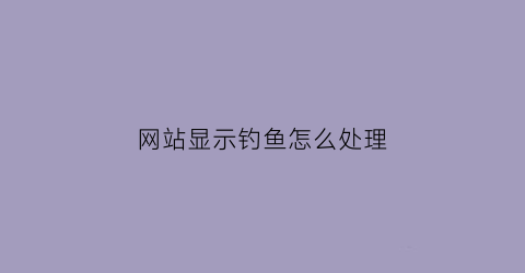 网站显示钓鱼怎么处理