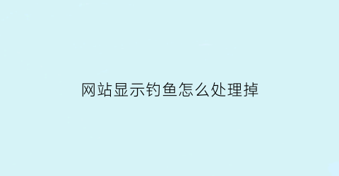 网站显示钓鱼怎么处理掉