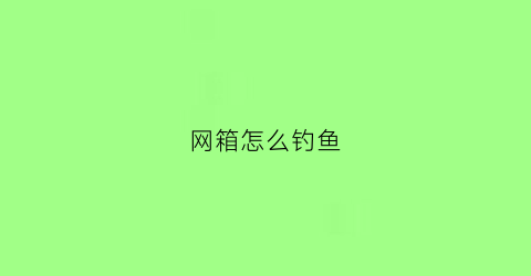 网箱怎么钓鱼(网箱怎么钓鱼视频)