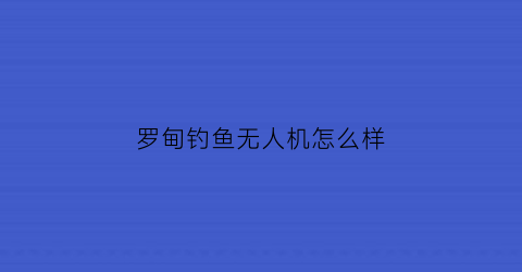 “罗甸钓鱼无人机怎么样(罗甸钓鱼无人机怎么样呀)