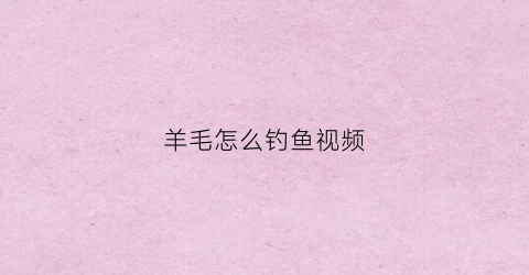 羊毛怎么钓鱼视频(羊毛钓视频教程)