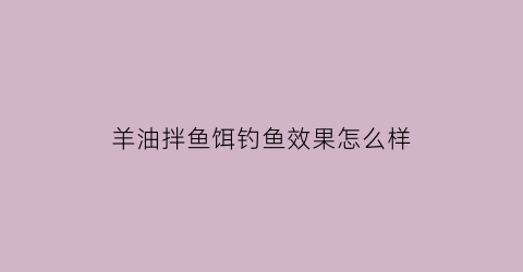 羊油拌鱼饵钓鱼效果怎么样(羊油拌鱼饵钓鱼效果怎么样视频)