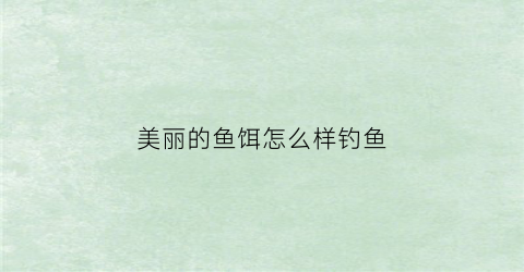 美丽的鱼饵怎么样钓鱼(美丽的鱼饵怎么样钓鱼好)