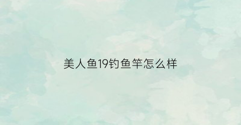 “美人鱼19钓鱼竿怎么样(美人鱼鱼竿测评)