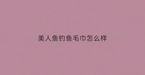 美人鱼钓鱼毛巾怎么样