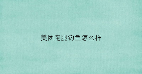 美团跑腿钓鱼怎么样(美团跑腿收益怎么样)