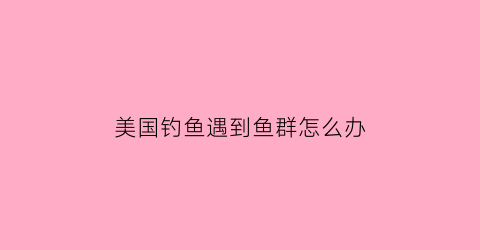 美国钓鱼遇到鱼群怎么办(美国钓大鱼)