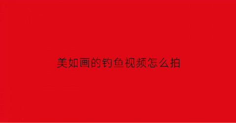 美如画的钓鱼视频怎么拍(拍钓鱼视频怎么赚钱呢)