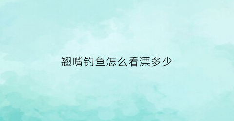 翘嘴钓鱼怎么看漂多少(翘嘴钓鱼怎么看漂多少克)