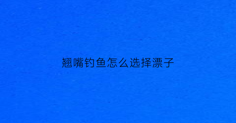 翘嘴钓鱼怎么选择漂子(钓翘嘴用什么样的漂呢)
