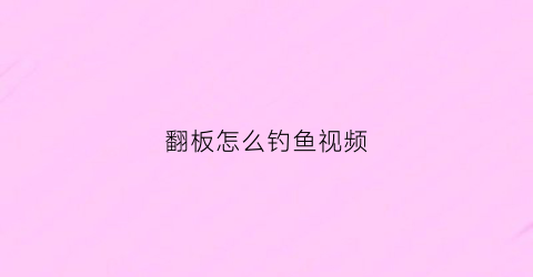 翻板怎么钓鱼视频(翻板钓法技巧)
