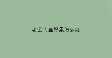 老公钓鱼好累怎么办