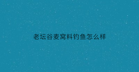 老坛谷麦窝料钓鱼怎么样(老坛五谷杂粮窝料效果怎么样)