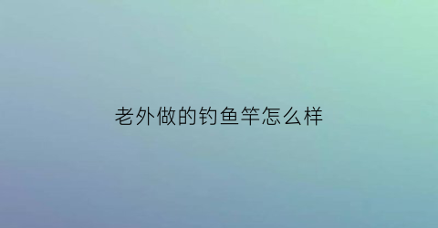 老外做的钓鱼竿怎么样(国外钓鱼用什么鱼竿)