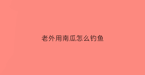 老外用南瓜怎么钓鱼