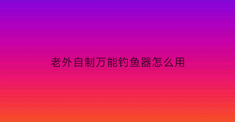 老外自制万能钓鱼器怎么用(自己做的钓鱼神器)