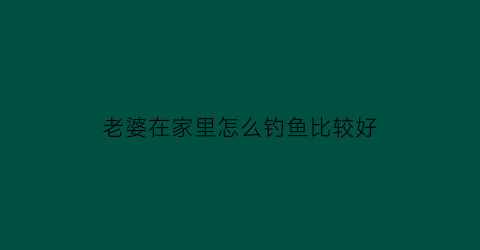 老婆在家里怎么钓鱼比较好(老婆在家应该做什么)