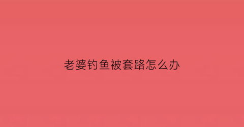 老婆钓鱼被套路怎么办(钓鱼老婆不开心)